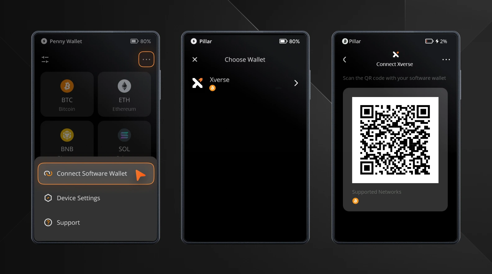 Step 2 of connecting a Hardware wallet on Xverse